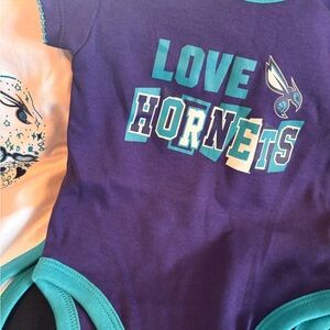 NBA White Baby Tee with Teal Trim and Navy Graphic Bundle